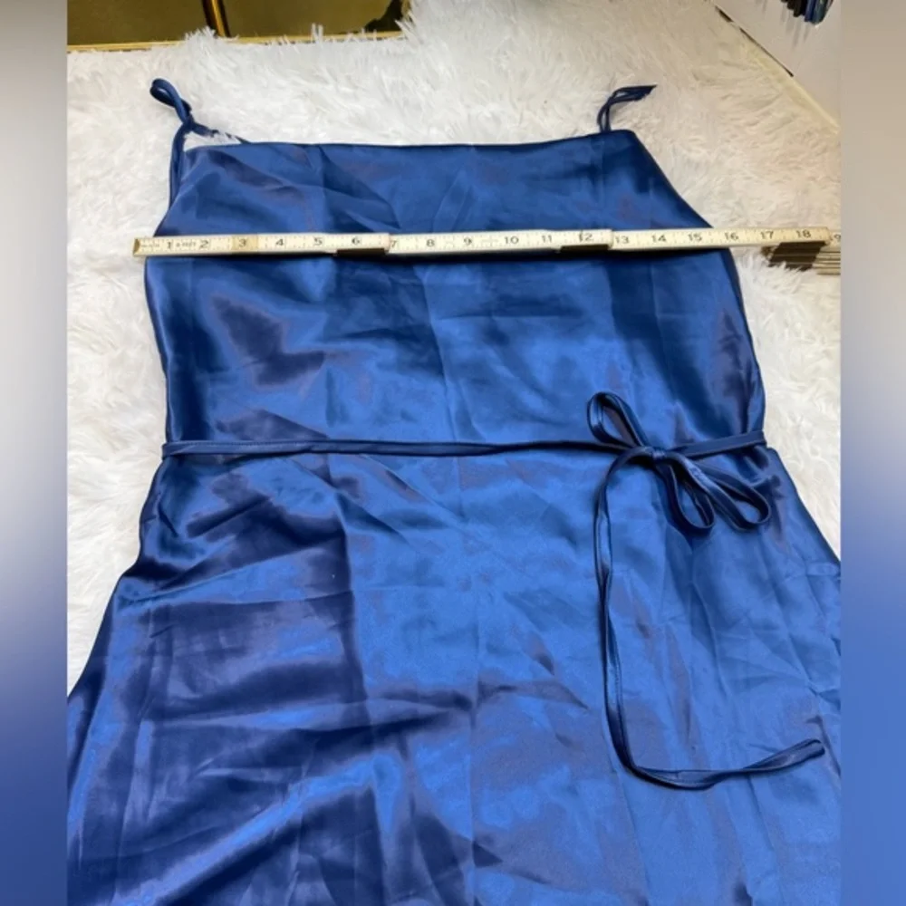 NWOT Blue Mini Dress, strappy, loose fitting with a thin waist tie | S - Picture 8 of 9